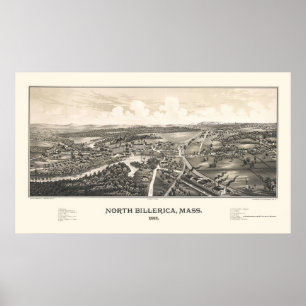 Poster Billerica du nord, carte panoramique de mA - 1887