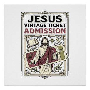 Poster Billet d'admission vintage Jésus Billet d'admissio