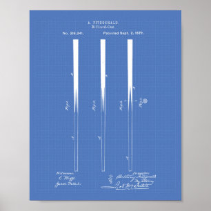 Poster Billiard Cues 1879 Brevet Art - Plan directeur
