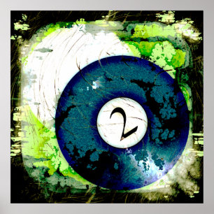 POSTER BILLIARDS BALL NUMÉRO 2