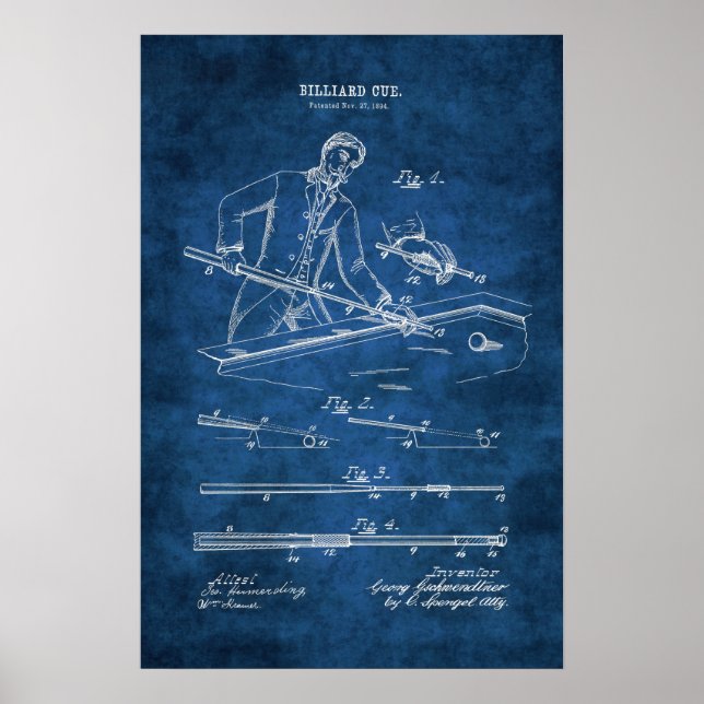 Poster Billiards Brevet Art no 7 Salle de billard  (Devant)