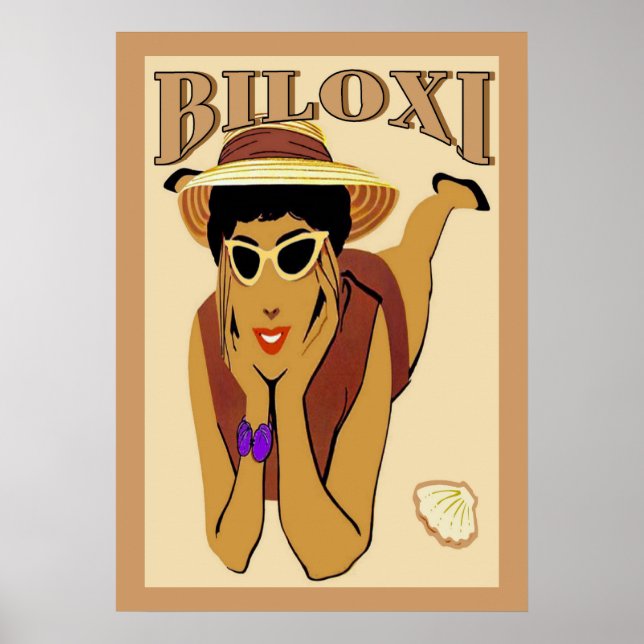 Poster Biloxi, Lady on Beach (Devant)