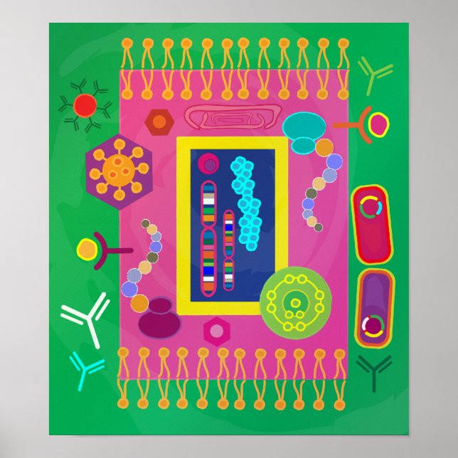 Poster Biologie cellulaire Abstraite style Matisse (Devant)