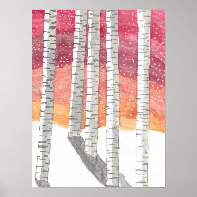 Poster Birch Dans La Neige (Devant)