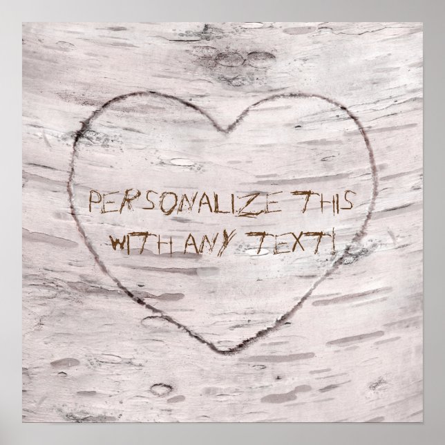 Poster Birch Tree & Carved Heart Bannière Mariage rustiqu (Devant)