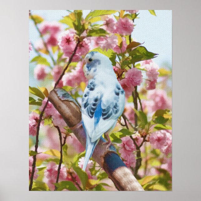 Poster Bird and Flowers Springtime Print (Devant)