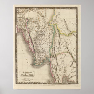 Poster Birmah, Anam, Siam, Thailand