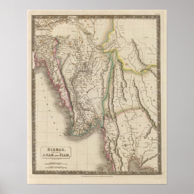 Poster Birmah, Anam, Siam, Thailand (Devant)