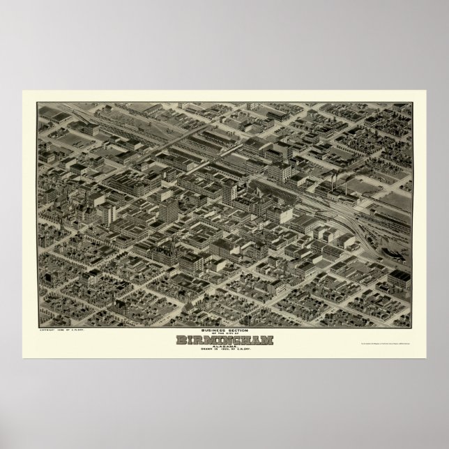 Poster Birmingham, AL Carte panoramique - 1903 (Devant)