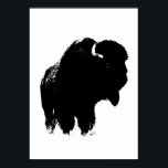 Poster Bison noir et blanc Silhouette Pop Art<br><div class="desc">Images historiques de l'Ouest américain - Photographie de Buffalo</div>