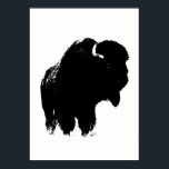 Poster Bison noir et blanc Silhouette Pop Art<br><div class="desc">Images historiques de l'Ouest américain - Photographie de Buffalo</div>