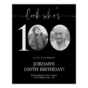 Poster Black 100th Birthday Welcome