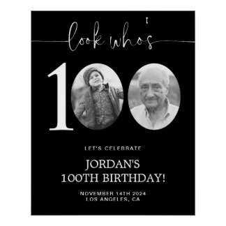 Poster Black 100th Birthday Welcome