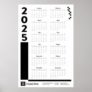 Poster Black 2025 Corporate Wall Calendar