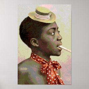 Poster Black America Vintage Garçon Avec Cigar