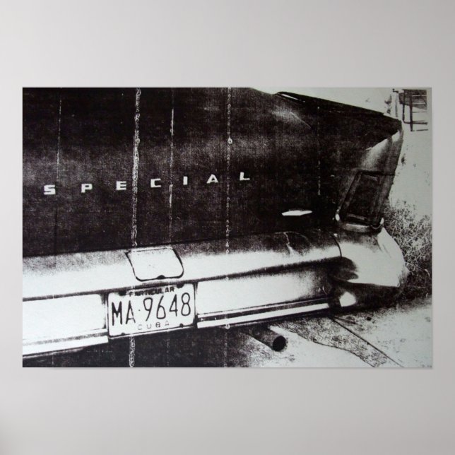 Poster Black and white car (Devant)