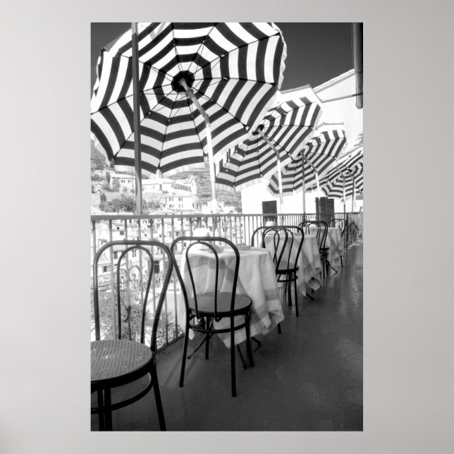 Poster Black And White Restaurant Tables (Devant)