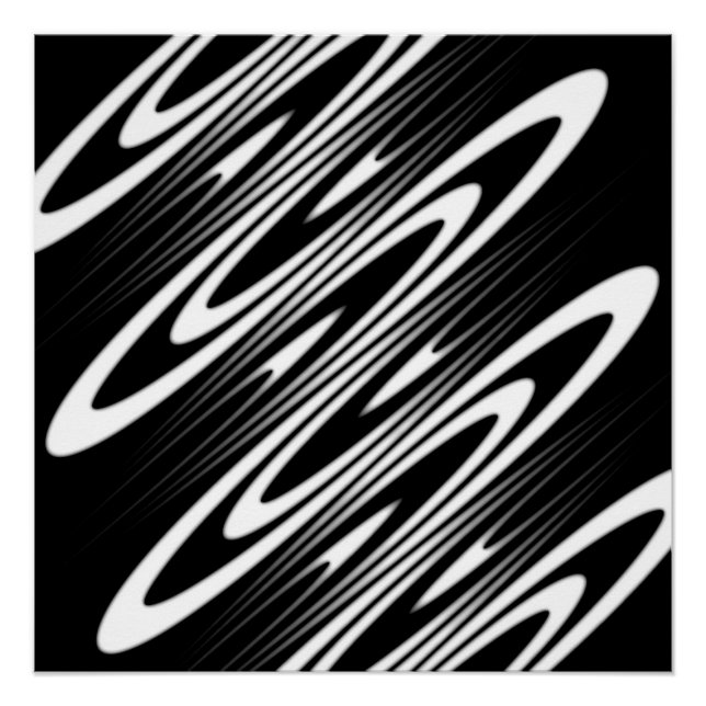 Poster black and white smooth organic wavy pattern (Devant)