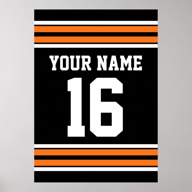 Poster Black avec Orange White Stripes Team Jersey (Devant)