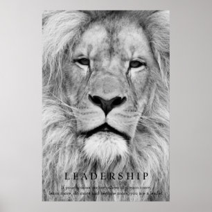 Poster Black Blanc Motivation Leadership Lion Eyes