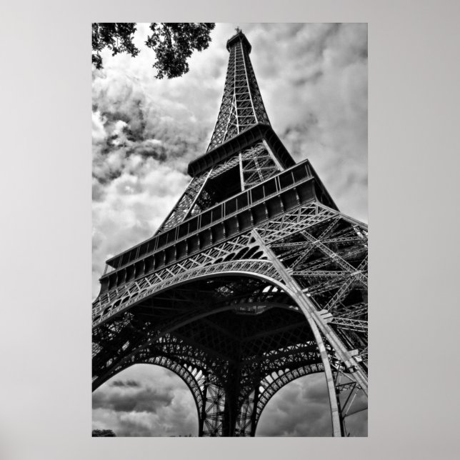 Poster Black Blanc Tour Eiffel Amour Paris Europe Voyage (Devant)
