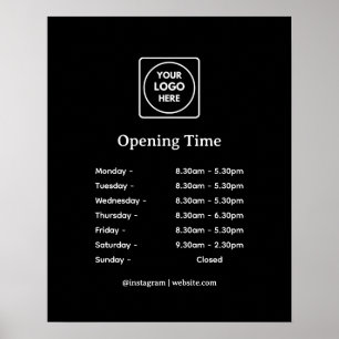 Poster Black Business Heures Ouverture de magasi