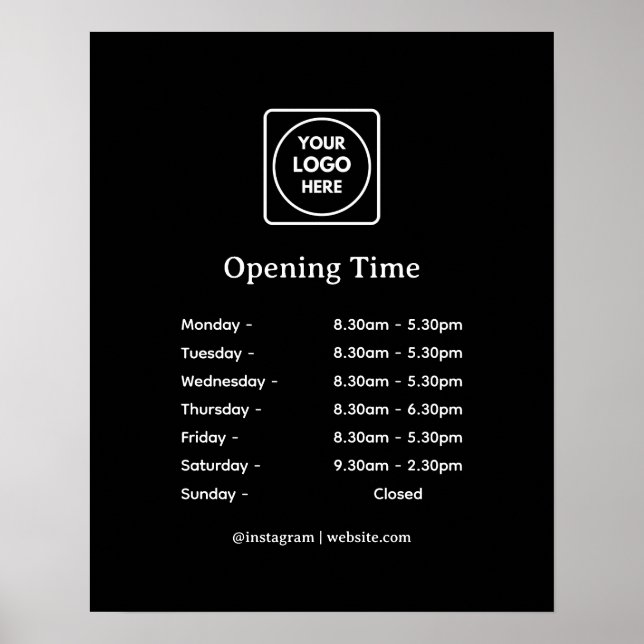 Poster Black Business Heures | Ouverture de magasi (Devant)