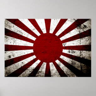 Poster Black Grunge Japan Rising Sun Flag