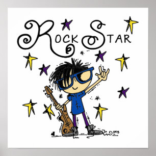 Poster Black Hair Boy Rock Star