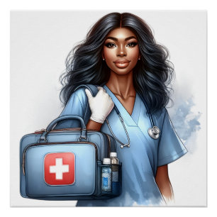 Poster Black Job African American Doctor Nurse Sista