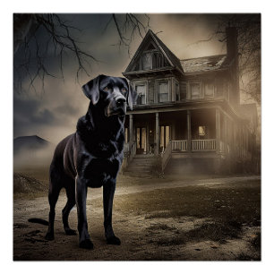 Poster Black Labrador Halloween