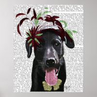 Black Labrador With Green Fascinator
