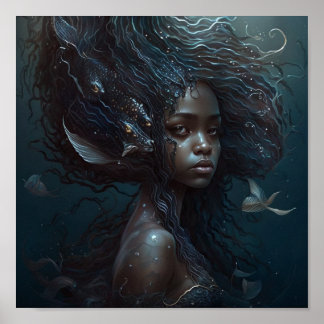 Poster 'Black Mermaid 8'
