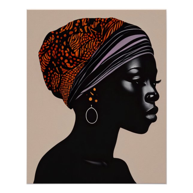 Poster Black Silhouette African American Woman Head Wrap (Devant)