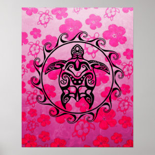 Poster Black Tribal Turtle