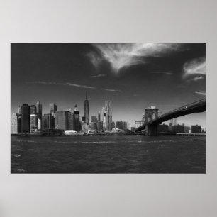Poster Black White Brooklyn Bridge New York