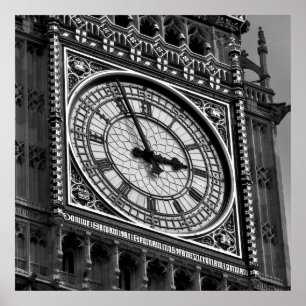 Poster Black White Gros plan Big Ben Horloge Tower Londre