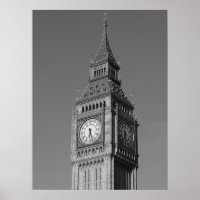 Black White Gros plan Big Ben Horloge Tower Londre