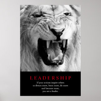 Poster Black & White Lion Motivational Leadership