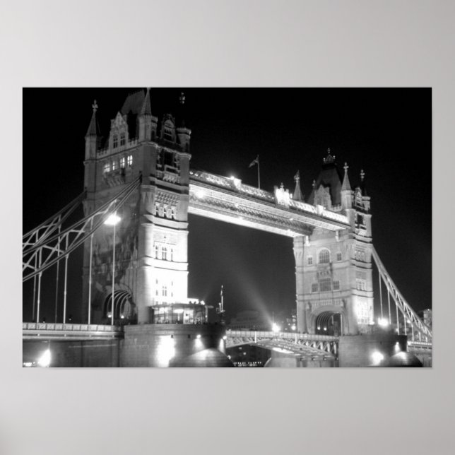 Poster Black White London Tower Bridge (Devant)