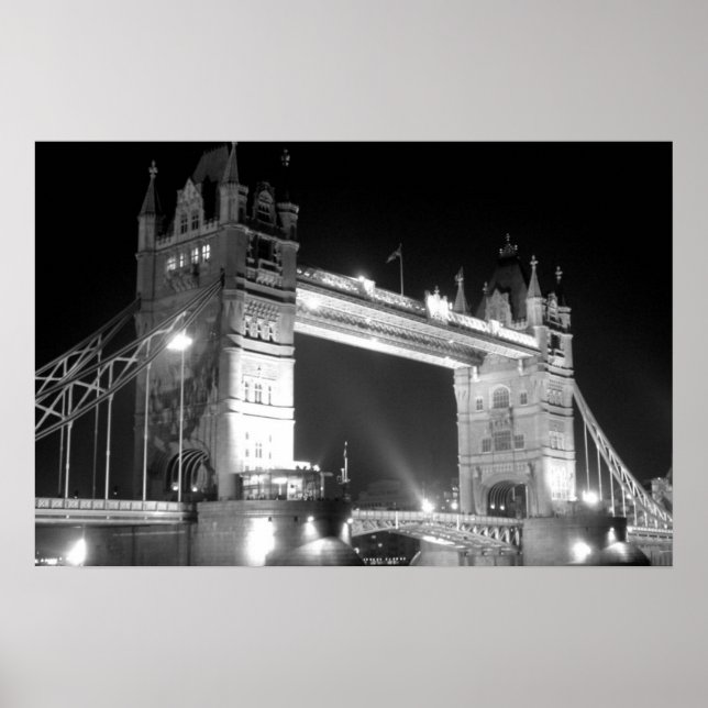 Poster Black White London Tower Bridge (Devant)