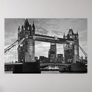 Poster Black White London Tower Bridge UK Travel