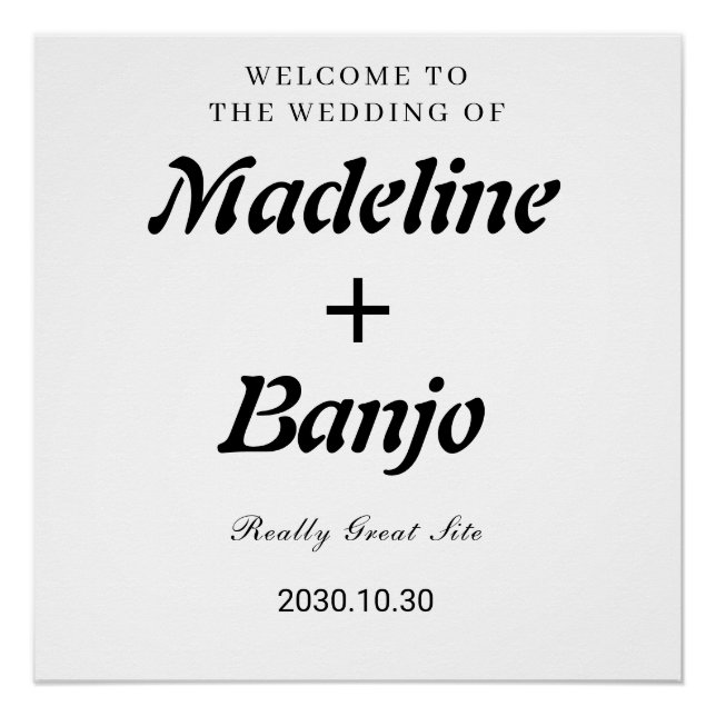 Poster Black & White Minimalist Calligraphy Wedding  (Devant)