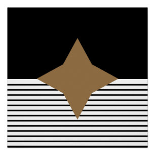Poster Black White Op Art Diamant Brown