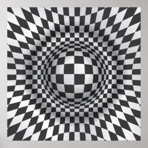 Poster Black white op art illusion optique impression/aff