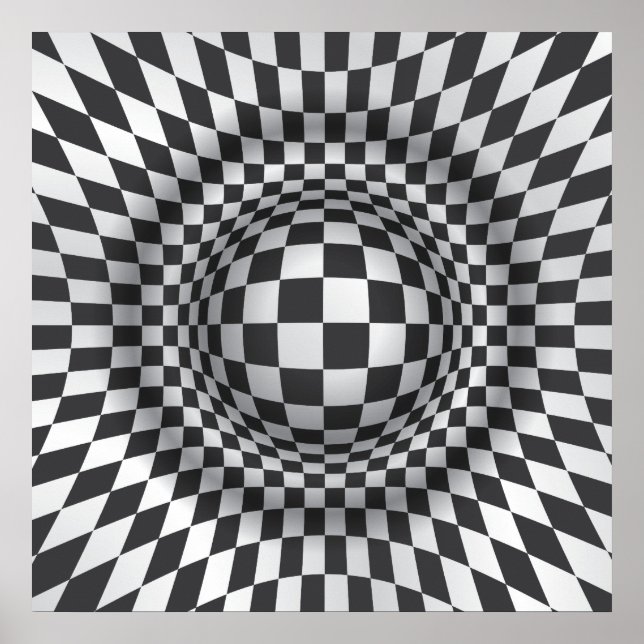 Poster Black white op art illusion optique impression/aff (Devant)