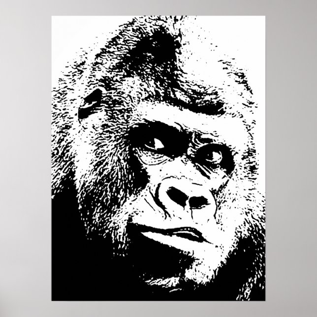 Poster Black White Pop Art Gorilla (Devant)