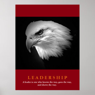 Poster Black White Red American Eagle Leadership