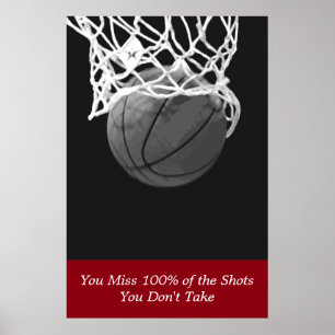 Poster Black White Red Motivation Basketball Sport