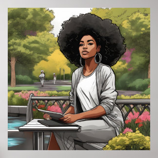 Poster Black Woman African American Sketch Imprime